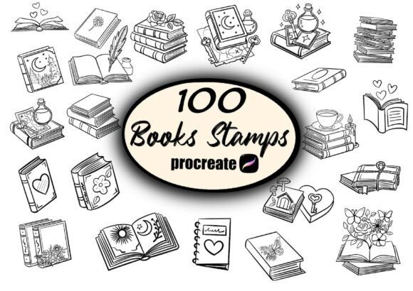 100 Procreate Book Stamps for Magical Digital Art
