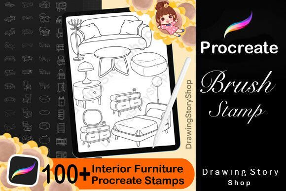 100 Procreate Interior Furniture Stamps: A Creative Tool for Digital Artists