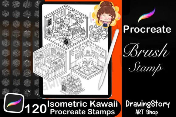 120 Isometric Kawaii Cafe Stamp: A Creative Toolkit for Digital Artists and Planners