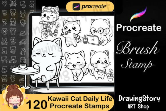 120 Kawaii Cat Daily Life Stamps: A Creative Digital Toolkit for Artists and Planners