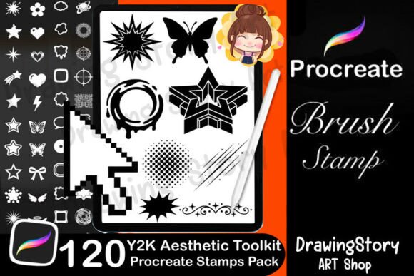 120 Procreate Y2K Shape Stamps Retro: A Digital Artist’s Nostalgic Toolkit