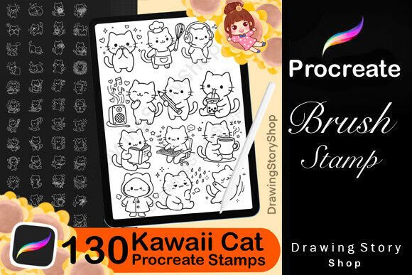 130 Procreate Cute Kawaii Cat Stamps: A Strategic Tool for Digital Creatives