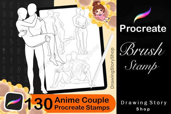 130 Procreate Soft Romance Anime Couple