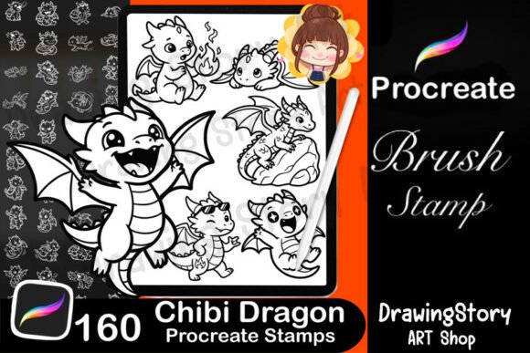160 Dragon Stamp Pack for Procreate: A Versatile Tool for Digital Artists and Creators