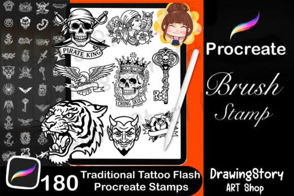 180 Traditional Tattoo Flash Procreate: A Must-Have Tool for Tattoo Artists and Digital Designers