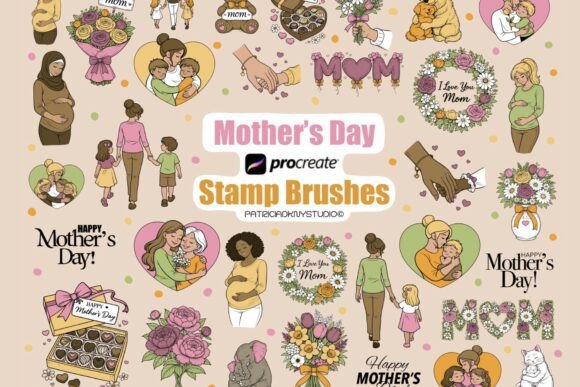 Create Beautiful Mother’s Day Illustrations in Minutes with Procreate Mother’s Day Stamp Brushes