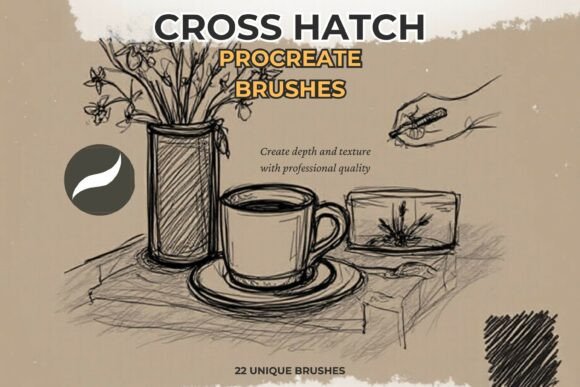Cross Hatch Procreate Brushes X22: A Detailed Look at Buildable, Textured Digital Brushes for Sketchy Art Styles