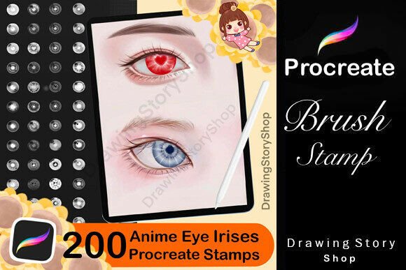 Enhancing Digital Artistry with 200 Procreate Eyes Iris Stamps