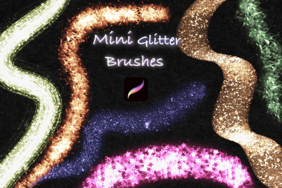 Mini Pack of 5 Glitter Brushes for Creative Digital Art