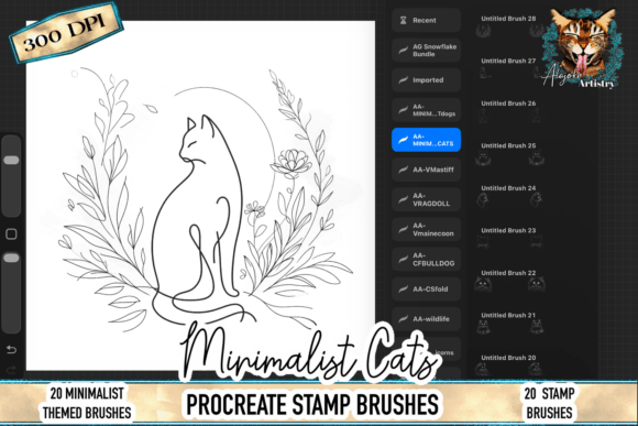 Minimalist Cat Procreate Stamp Brushes