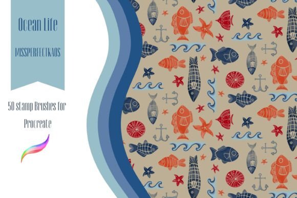 Ocean Life-50 Stamp Brushes for Procreate: Creative Tools for Digital Artists