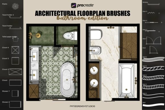 Procreate Bathroom Floorplan Stamp Brush: Design Like a Pro Without the Hassle