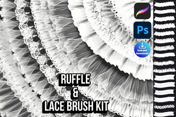 Procreate Photoshop Ruffle Lace Brush Pack