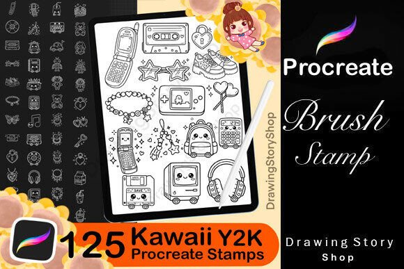 Unlock Your Creative Potential with 125 Kawaii Y2K Procreate Stamps