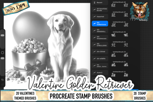 Valentine Golden Retriever Stamp Brushes