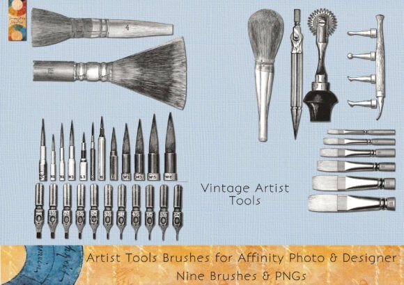 Vintage Artists Tools - Brushes PNGs: A Creative Resource for Digital and Analog Art
